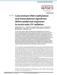 Concomitant DNA Methylation and Transcriptome Signatures Define