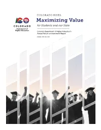 Maximizing Value for Students and Our State