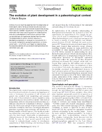 The Evolution of Plant Development in a Paleontological Context C Kevin Boyce