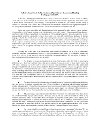 An Instructional Note to the Pipe Smoker and Pipe Collector: Recommended Reading Ben Rapaport (Fall 2007) in May 1987, I Had