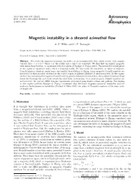 Astronomy & Astrophysics Magnetic Instability in a Sheared Azimuthal Flow