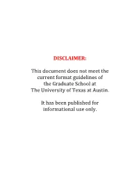 DISCLAIMER: This Document Does Not Meet the Current Format