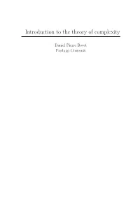 Introduction to the Theory of Complexity
