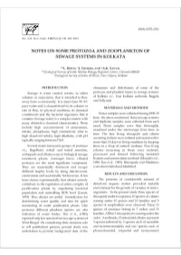 Notes on Some Protozoa and Zooplankton of Sewage Systems in Kolkata