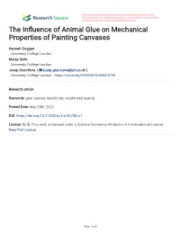 The in Uence of Animal Glue on Mechanical Properties of Painting Canvases