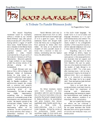 A Tribute to Pandit Bhimsen Joshi Issue,By Pragya Date Mishra Thakur