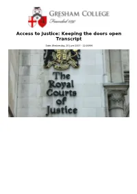 Access to Justice: Keeping the Doors Open Transcript