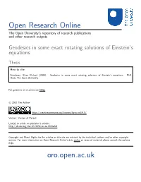 Geodesics in Some Exact Rotating Solutions of Einstein's Equations