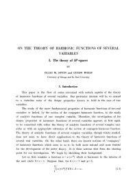On the Theory of Harmonic Functions of Several Variables