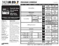 Program Schedule 11/06/2017