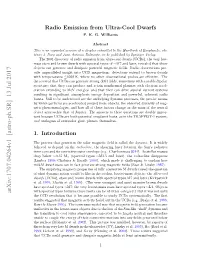 Radio Emission from Ultra-Cool Dwarfs P