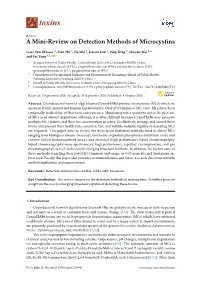 A Mini-Review on Detection Methods of Microcystins