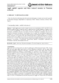 Apple Aphid's Species and Their Natural Enemies in Tunisian Orchards
