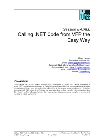 Calling .NET Code from VFP the Easy Way