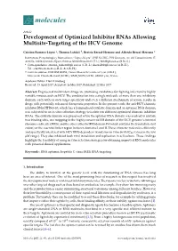 Development of Optimized Inhibitor Rnas Allowing Multisite-Targeting of the HCV Genome