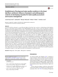 Establishment of Background Water Quality Conditions in the Great Zab