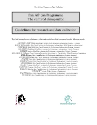 Guidelines for Research and Data Collection Pan African Programme