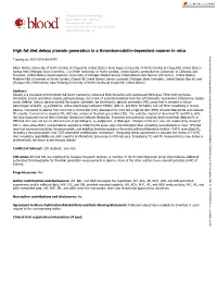 High Fat Diet Delays Plasmin Generation in a Thrombomodulin-Dependent Manner in Mice