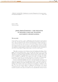 John Amos Comenius – the Initiator of Modern Language Teaching and World Understanding
