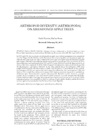 Arthropod Diversity (Arthropoda) on Abandoned Apple Trees