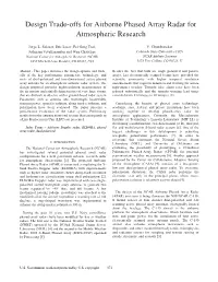 Design Trade-Offs for Airborne Phased Array Radar for Atmospheric Research