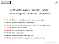 Eight Mathematical Practices–Cubed! Understanding Ohio’S 2017 Revised Math Standards