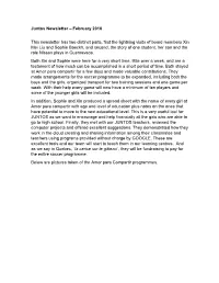 February 2016 This Newsletter Has Two Distinct Parts, First