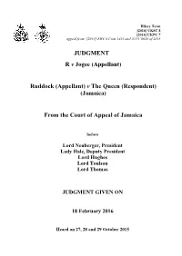 JUDGMENT R V Jogee (Appellant) Ruddock