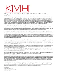 KVH Gyros Used in Carnegie Mellon ''Red Team'' Quest for Victory in DARPA Grand Challenge