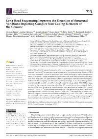 Long-Read Sequencing Improves the Detection of Structural Variations Impacting Complex Non-Coding Elements of the Genome