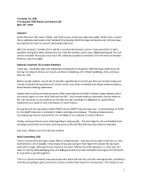 Q1'20 FB Earnings Call Transcript