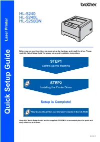 Quick Setup Guide’ for Proper Set up and Installation Instructions