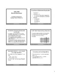 Conditional Statement/Implication Converse and Contrapositive