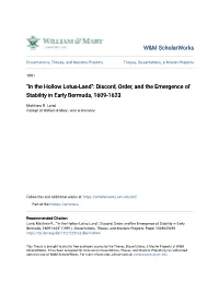 Discord, Order, and the Emergence of Stability in Early Bermuda, 1609-1623