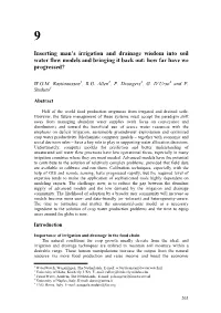 Inserting Man's Irrigation and Drainage Wisdom Into Soil Water Flow Models