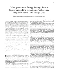 Microgeneration, Energy Storage, Power Converters and the Regulation of Voltage and Frequency in the Low Voltage Grid