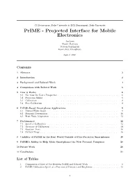 Prime - Projected Interface for Mobile Electronics