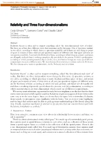 Relativity and Three Four-Dimensionalisms