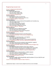 Engineering Lesson List