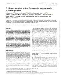 Flybase: Updates to the Drosophila Melanogaster Knowledge Base Aoife Larkin 1,*, Steven J