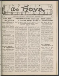 LECTURE SERIES STARTS NOV. 6Th GEORGETOWN LOSES