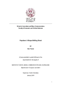 Populism: a Shape-Shifting Ghost