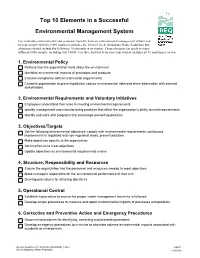 Top 10 Elements in an Environmental Management System