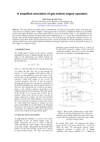 A Simplified Simulation of Gas Turbine Engine Operation