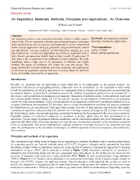 Air Separation: Materials, Methods, Principles and Applications - an Overview D Hazel and N Gobi*