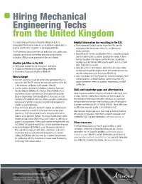 Hiring Mechanical Engineering Techs from the United Kingdom the Engineering Profession in the United Kingdom (U.K.) Is Helpful Information for Recruiting in the U.K