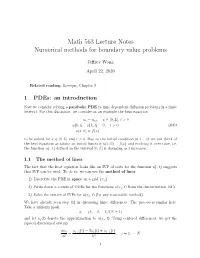 Math 563 Lecture Notes Numerical Methods for Boundary Value Problems