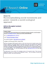 Reconceptualizing Social Movements and Power: Towards a Social Ecological Approach