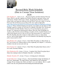 Revised Holy Week Schedule