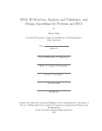 RNA 3D Structure Analysis and Validation, and Design Algorithms for Proteins and RNA